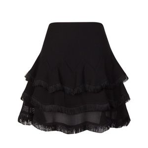 NWOT Sandro Black Fringe Skirt Sz 1
